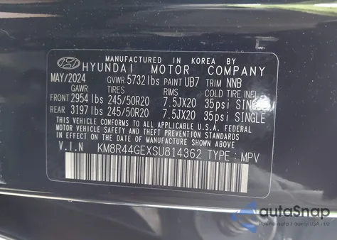 2025 Hyundai Palisade Sel Premium from USA, damaged, VIN KM8R44GEXSU814362